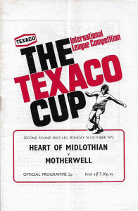 Texaco Cup - Hearts Programme Cover