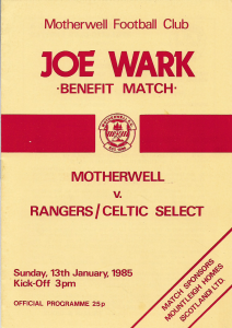 Programme Cover versus Rangers and Celtic Select - Joe Wark Benefit Match