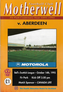 Programme Cover versus Aberdeen