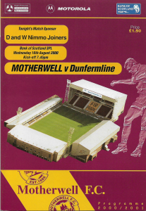Programme Cover versus Dunfermline