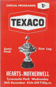 Programme Cover versus Hearts Texaco Cup