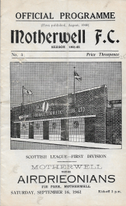 Programme Cover versus Airdrieonians
