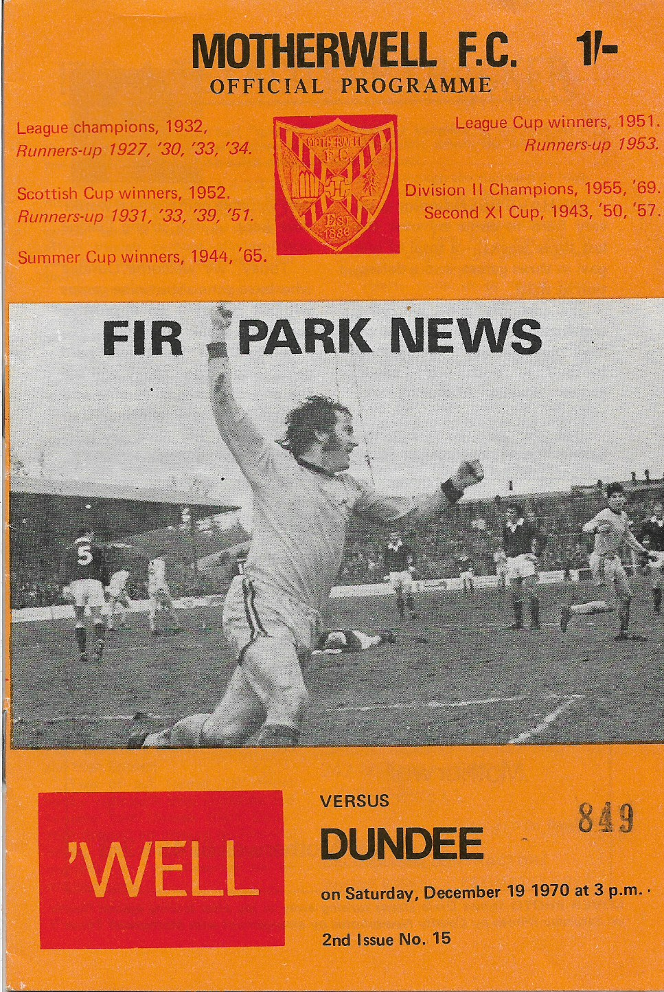 Programme Cover versus Dundee