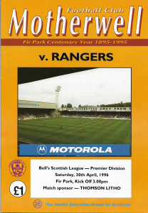 Programme Cover versus Rangers