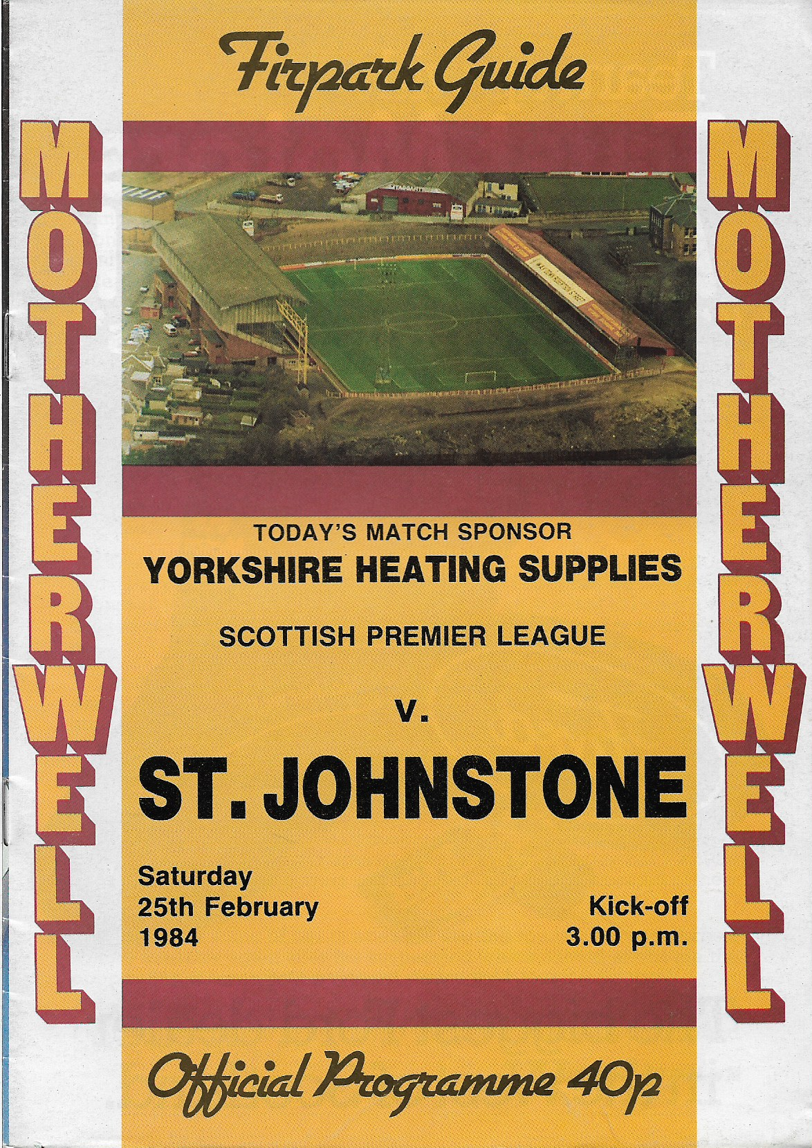 Programme Cover versus St Johnstone