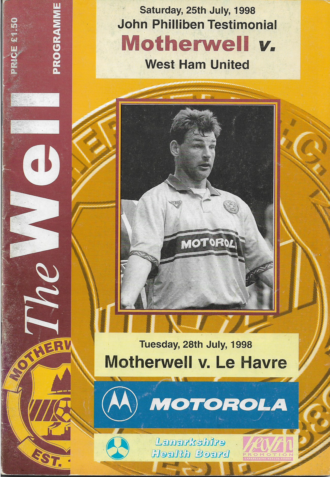 Programme Cover versus West Ham United and Le Harve - Duo Match Edition - John Philliben Testimonial