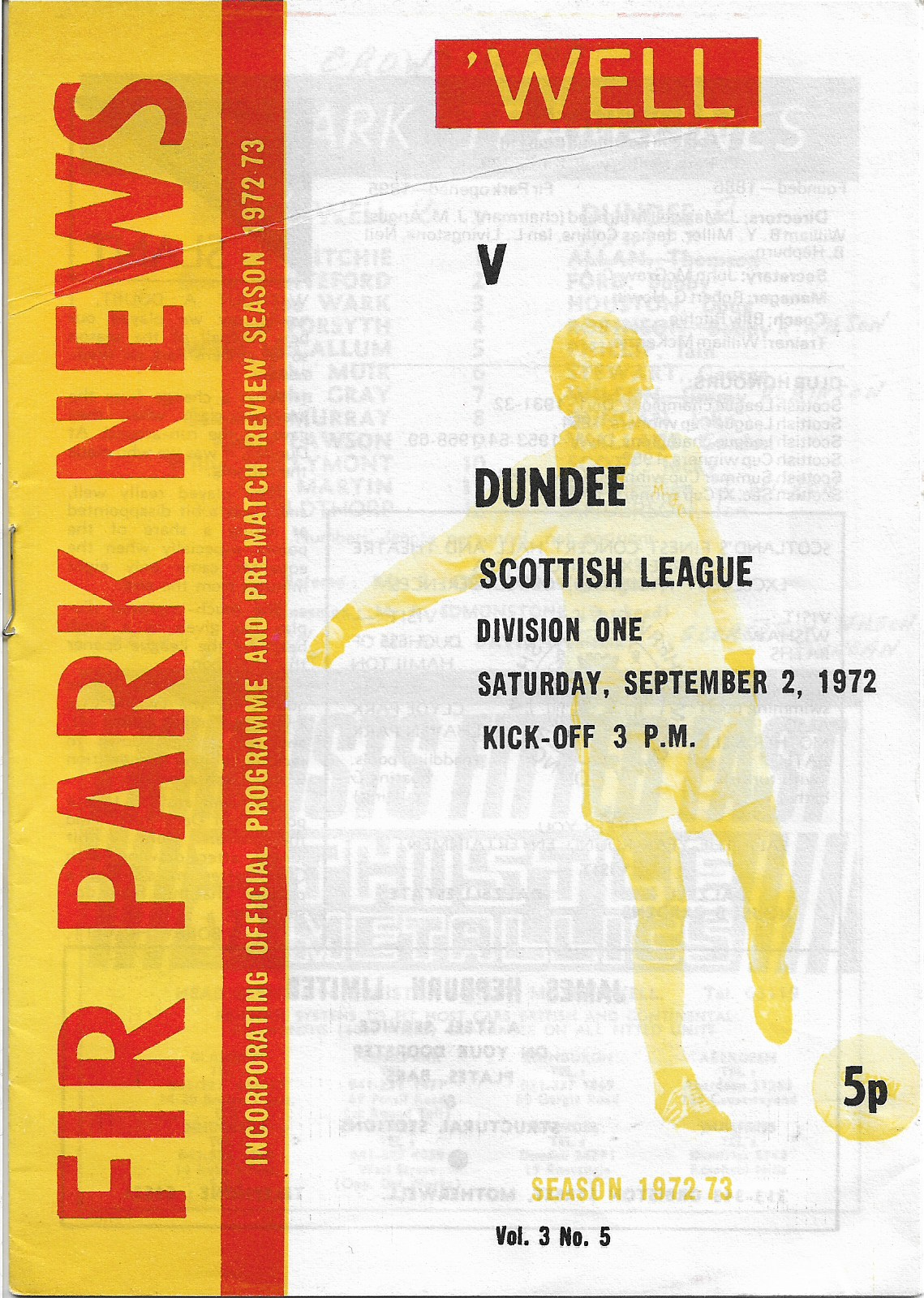 Programme Cover versus Dundee