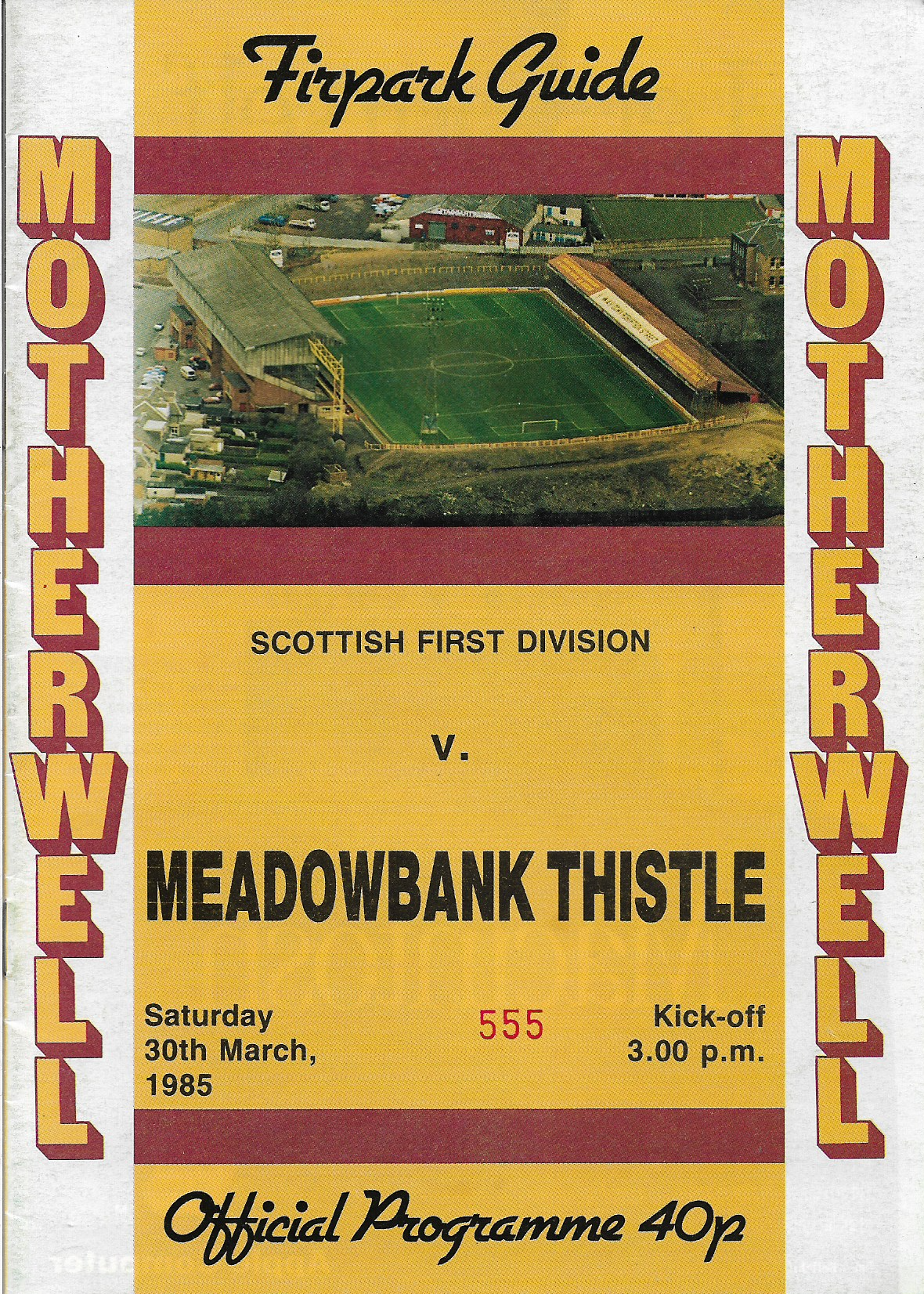 Programme Cover versus Meadowbank Thistle