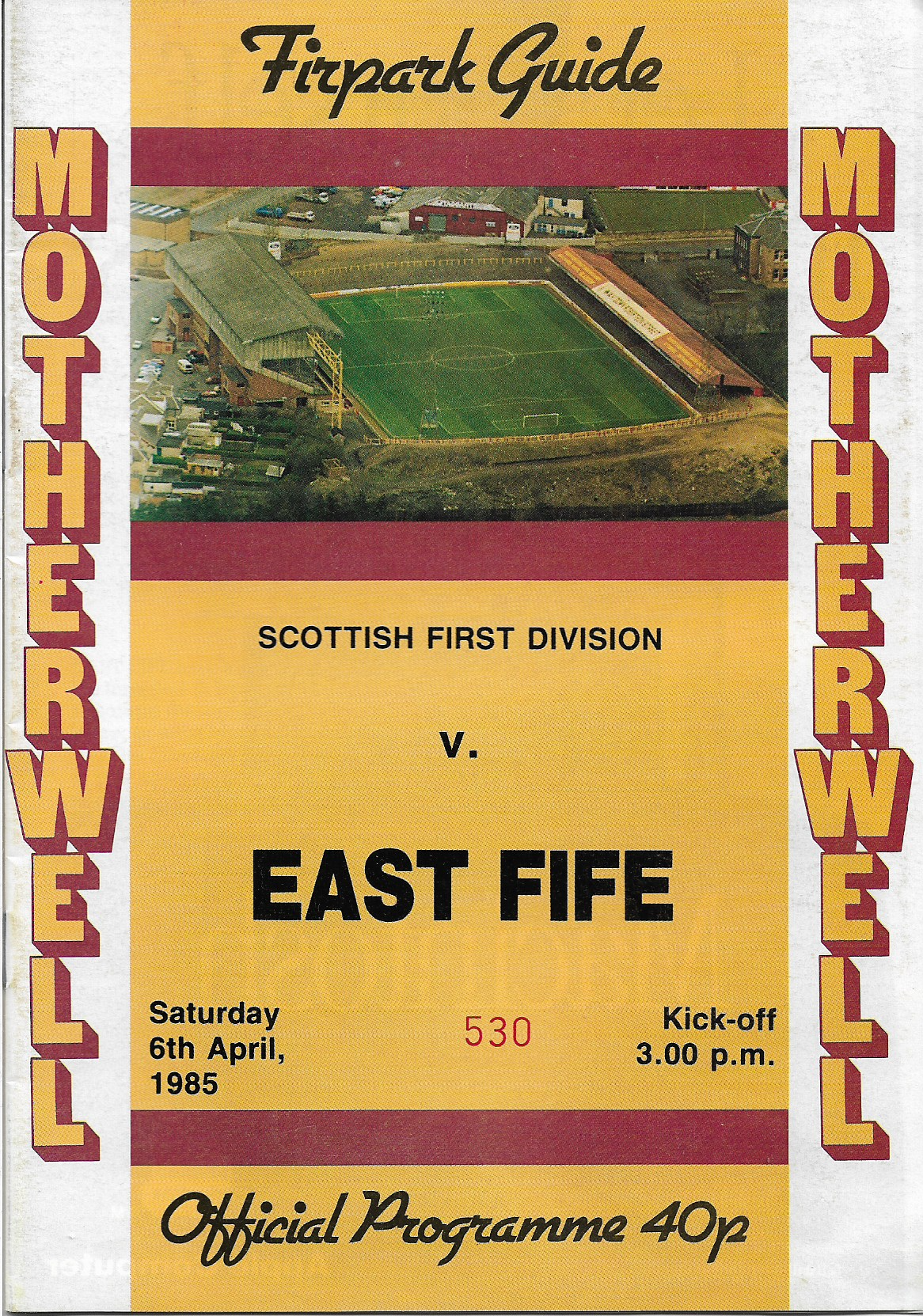 Programme Cover versus East Fife