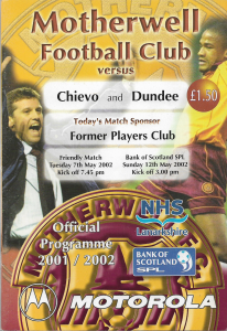 Programme Cover versus Dundee and Chievo - dual edition programme