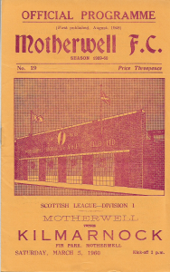Kilmarnock Programme Cover - March 5th 1960