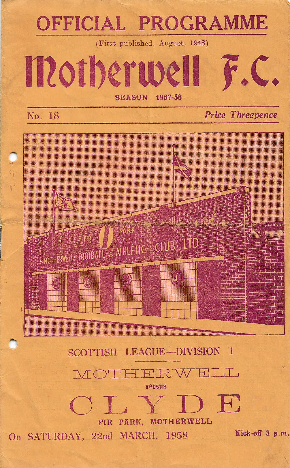 Motherwell vs Clyde Programme Cover