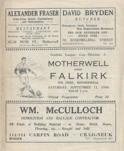 Programme Cover vs Falkirk 1948