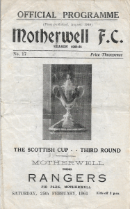 Rangers Programme Cover - Scottish Cup - 1961