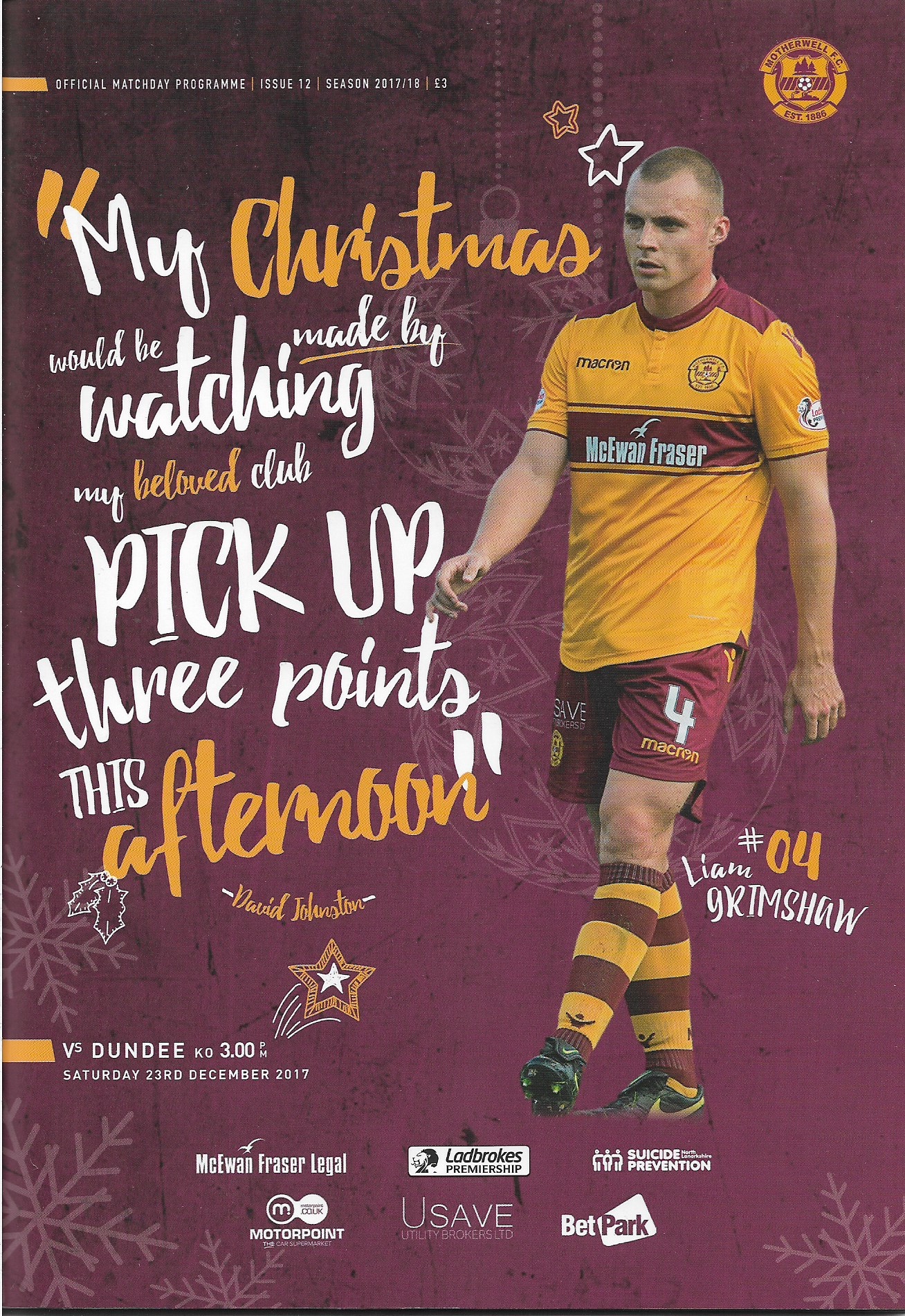 Versus Dundee Programme Cover
