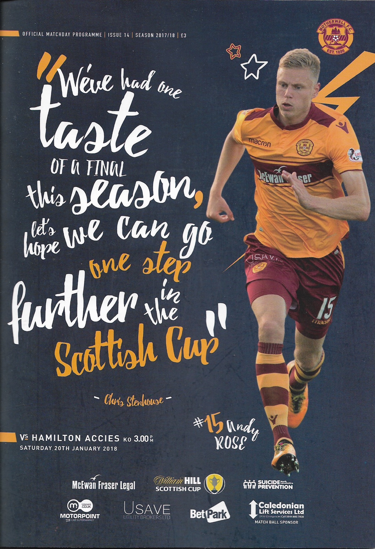 Versus Hamilton Academical - Scottish Cup Edition Programme Cover