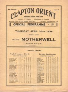 versus Clapton Orient Programme Cover