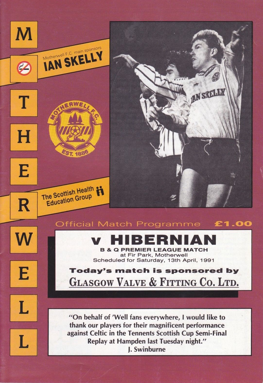 versus Hibernian Programme Cover