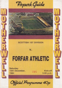 versus Forfar Athletic Programme Cover