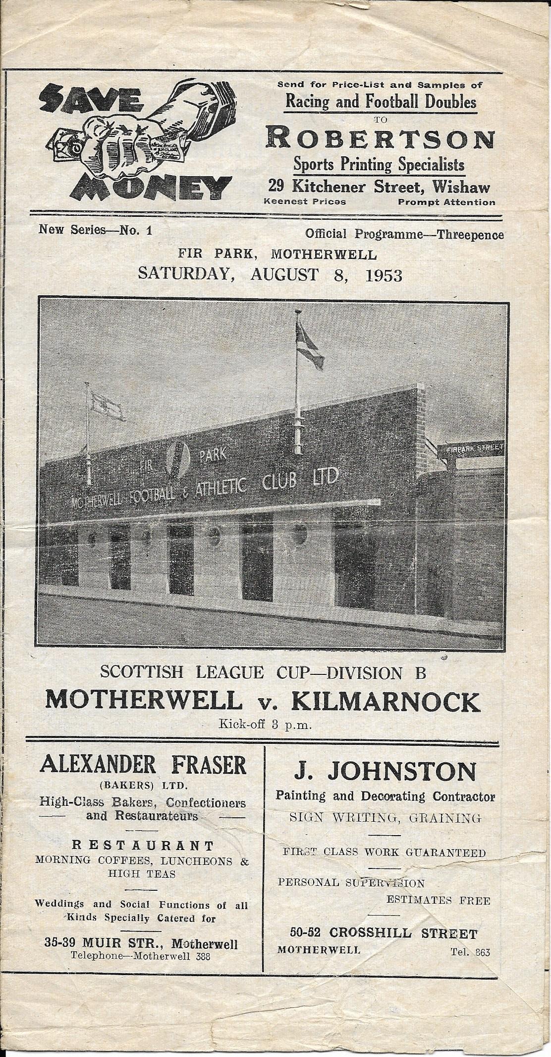 versus Kilmarnock Programme Cover