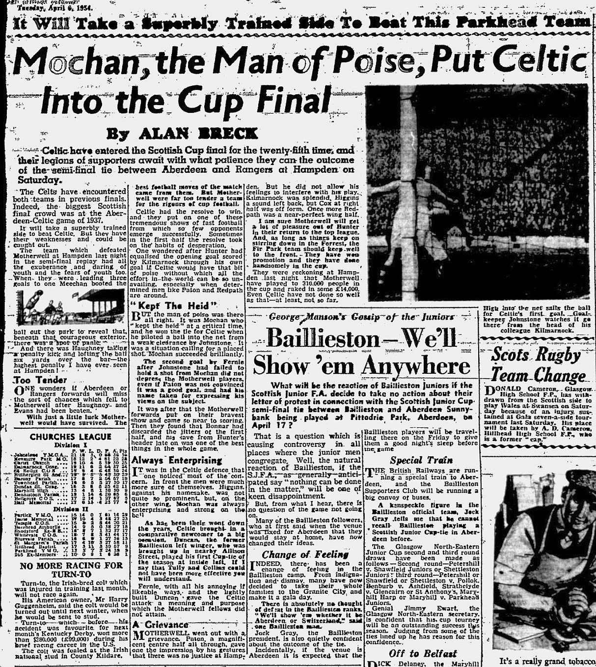 versus Celtic Newspaper Report