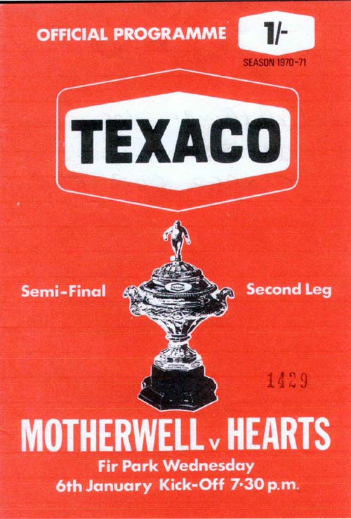 versus Hearts Programme Cover - Texaco Cup