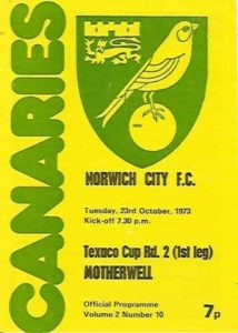 Texaco Cup - versus Norwich City Programme Cover
