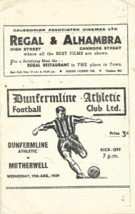Programme Cover versus Dunfermline Athletic