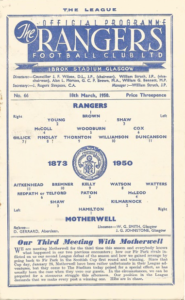 versus Rangers Programme Cover