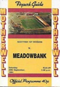 versus Meadowbank Thistle Programme Cover