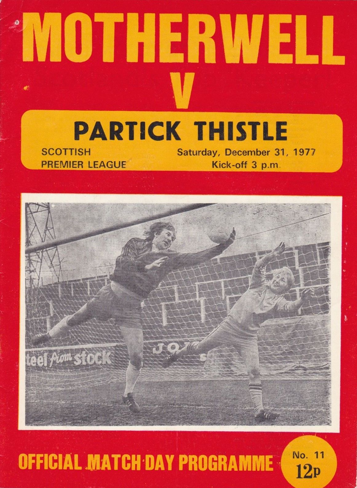 versus Partick Thistle Programme Cover