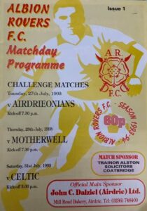 versus Albion Rovers Programme Cover