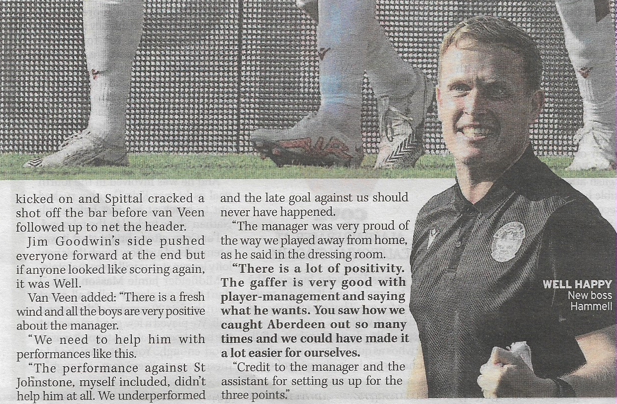 versus Aberdeen Newspaper Match Report