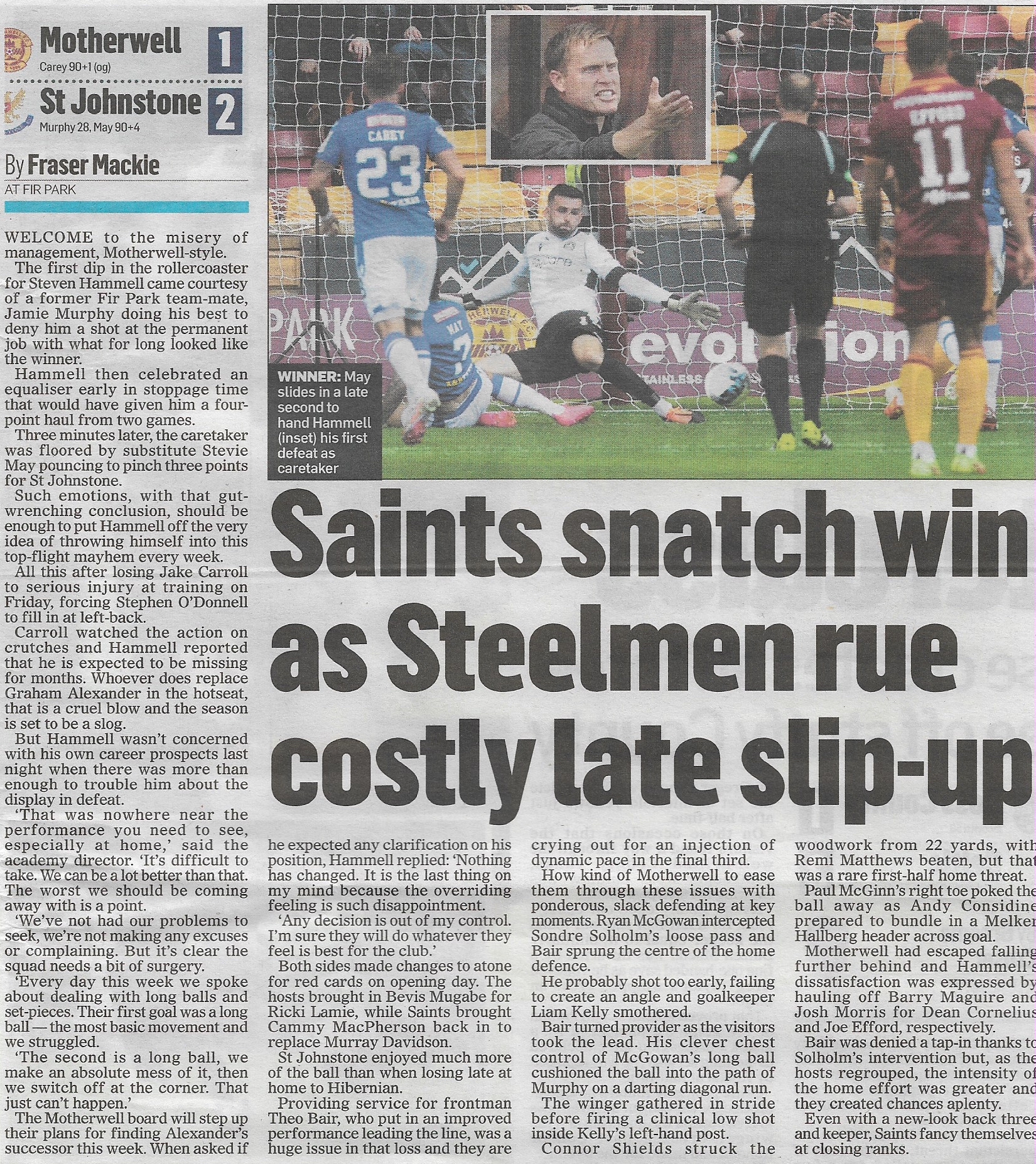 St Johnstone Newspaper Match Report