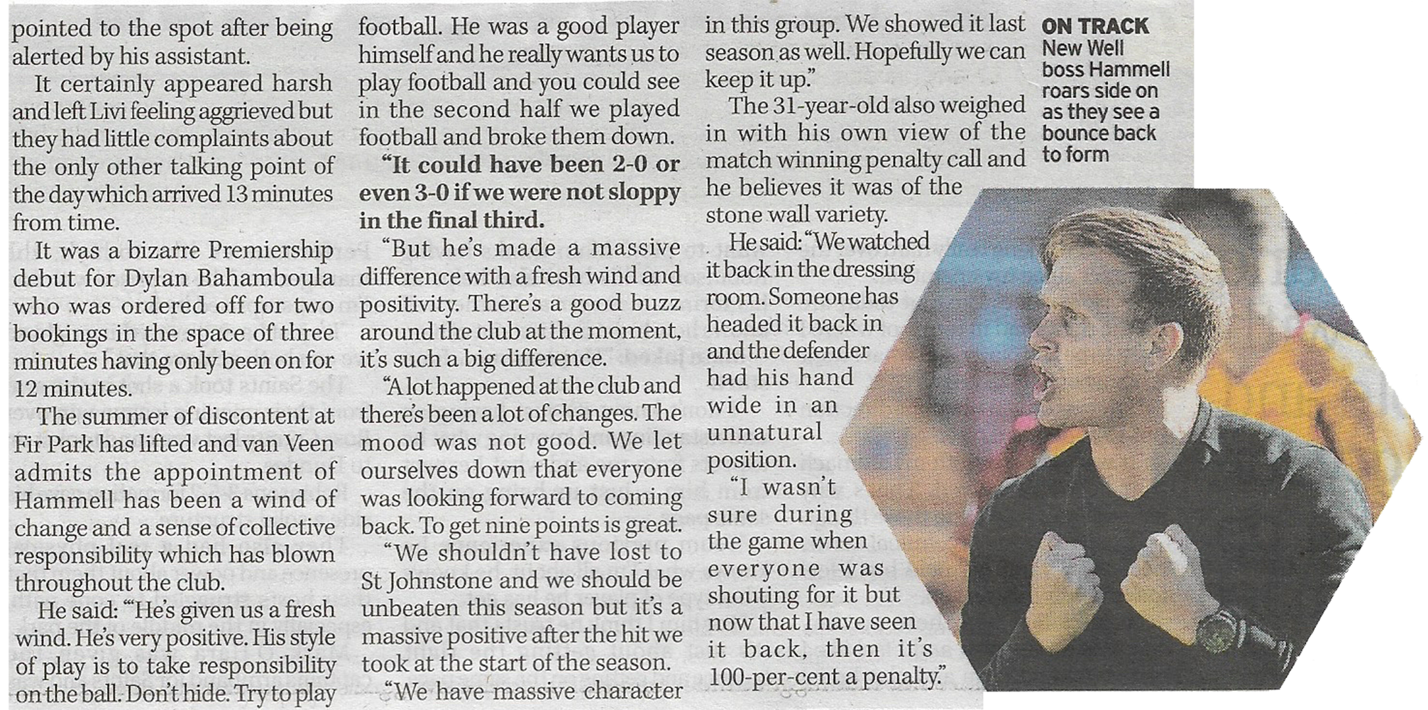 Motherwell versus Livingston Newspaper Snippet Match Report