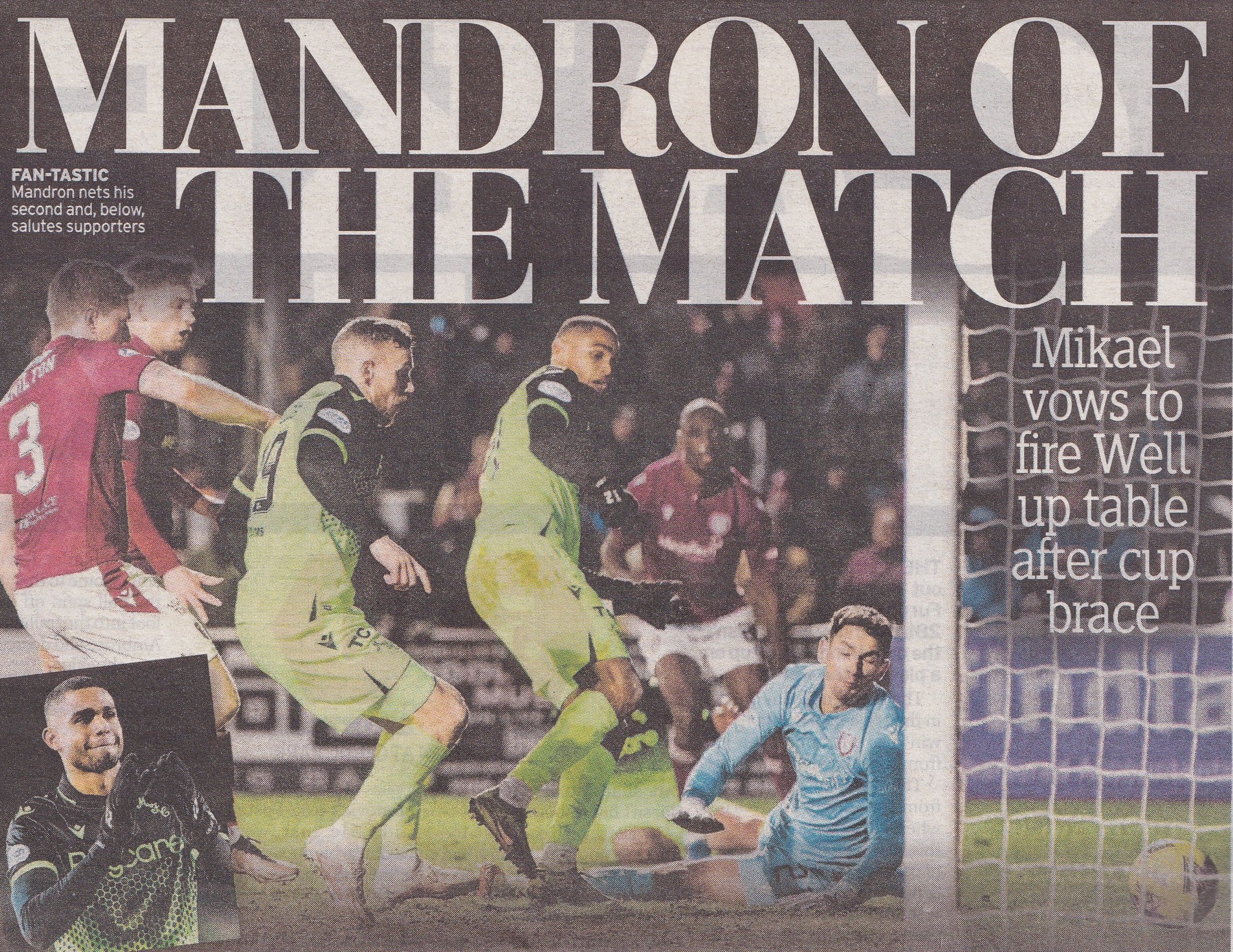 Motherwell versus Arbroath Newspaper Match Report