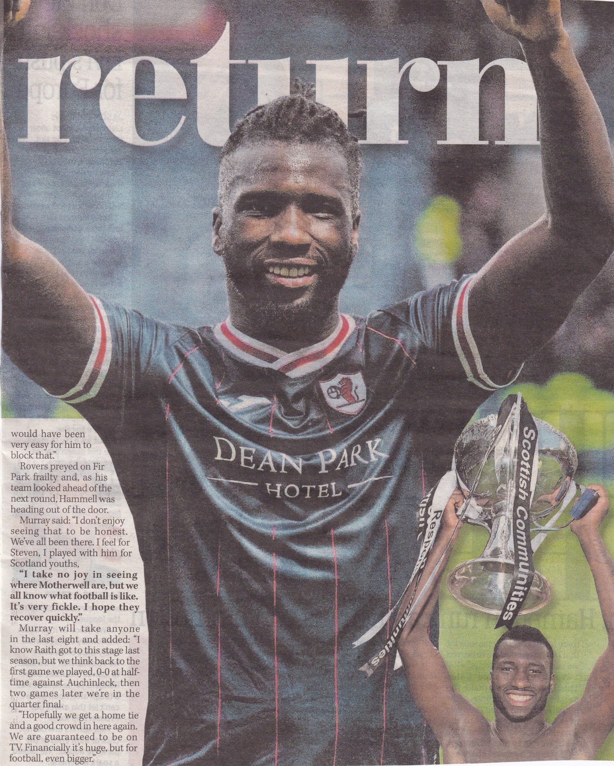 Motherwell versus Raith Rovers Scottish Cup Newspaper Match Report