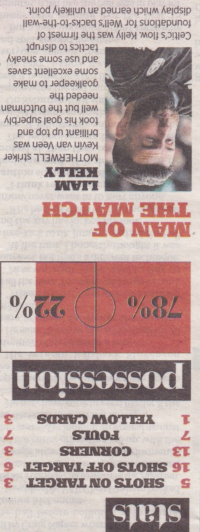 Celtic versus Motherwell Newspaper Match Report
