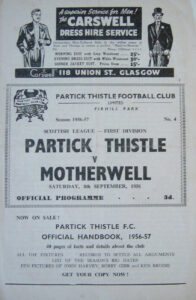 versus Partick Thistle Programme Cover