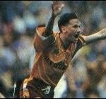 Ian Angus celebrates his goal