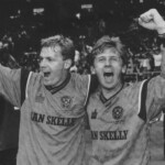 Stevie Kirk and Iain Ferguson celebrate the 1991 Scottish Cup Win